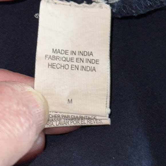 Lucky Brand Dark Blue Embroidered Smocked Insert Peasant Top - Picture 7 of 8